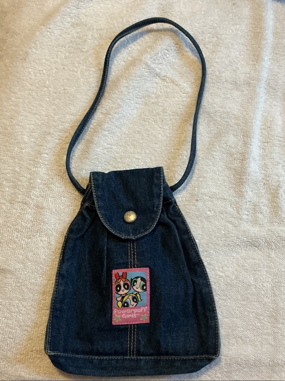 Vintage Dark Blue Denim powerpuff girl  Bag
